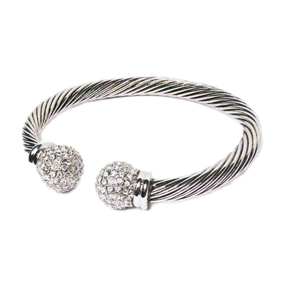 Tigerstars Glittering Silver Cable Rope Cuff Bracelet